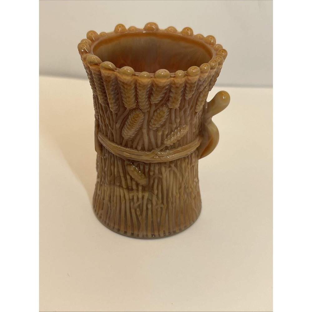 1974 St Clair Bob And Mauve Brown Slag Toothpick Holder Wheat Stalk